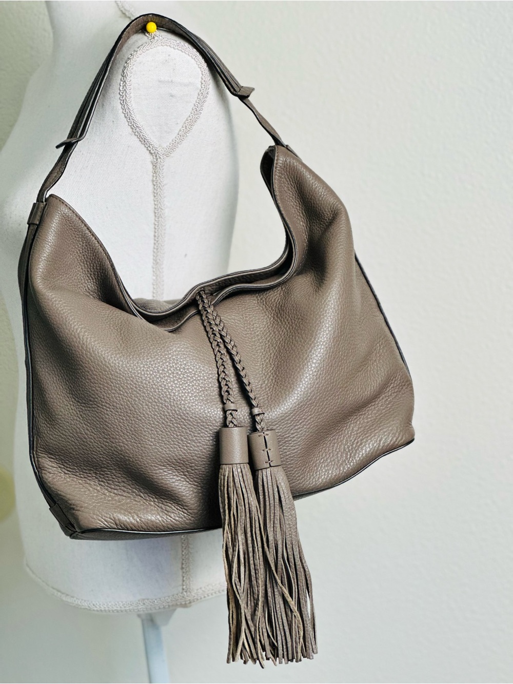 Rebecca Minkoff Isobel Hobo Slouchy Bag in Taupe Pebbled Color - Picture 1 of 7